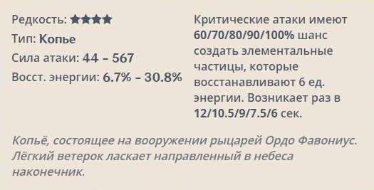 Genshin Impact: Копьё Фавония